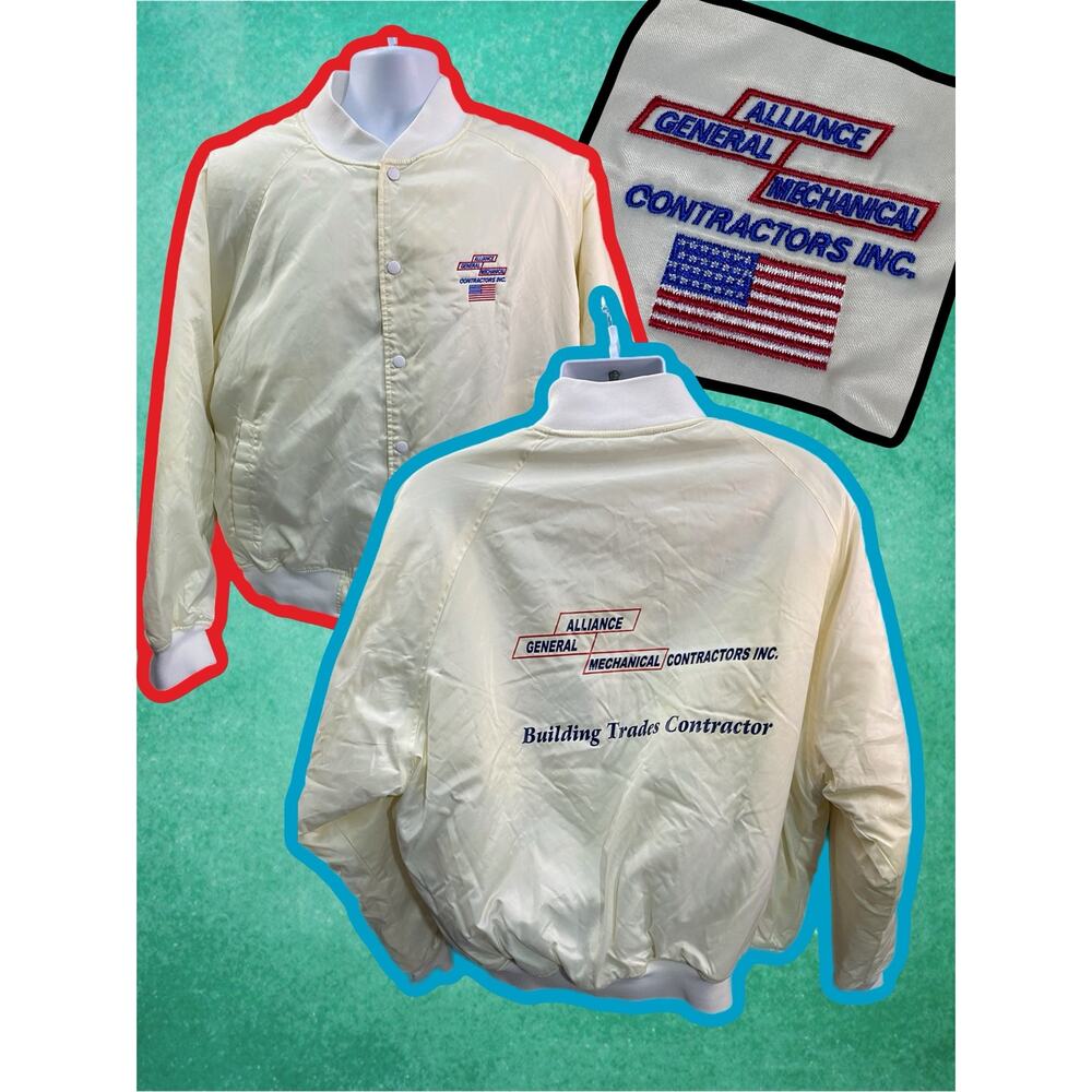 Vintage 80s Nylon West Ark Pearl White Alliance General Mechanical size XL